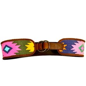 3D western belt wide pink leather southwest yellow purple colorful Belt  XL PBR
